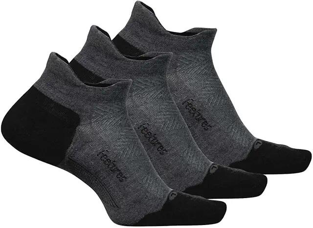 Feetures Elite Max Cushion No Show Tab 3-Pair Pack (Gray) No Show Socks Shoes Cover