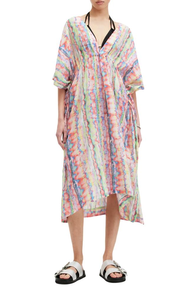 AllSaints Lina Melissa Tie Dye Organic Cotton Cover-Up Dress in Rainbow Multi Cover