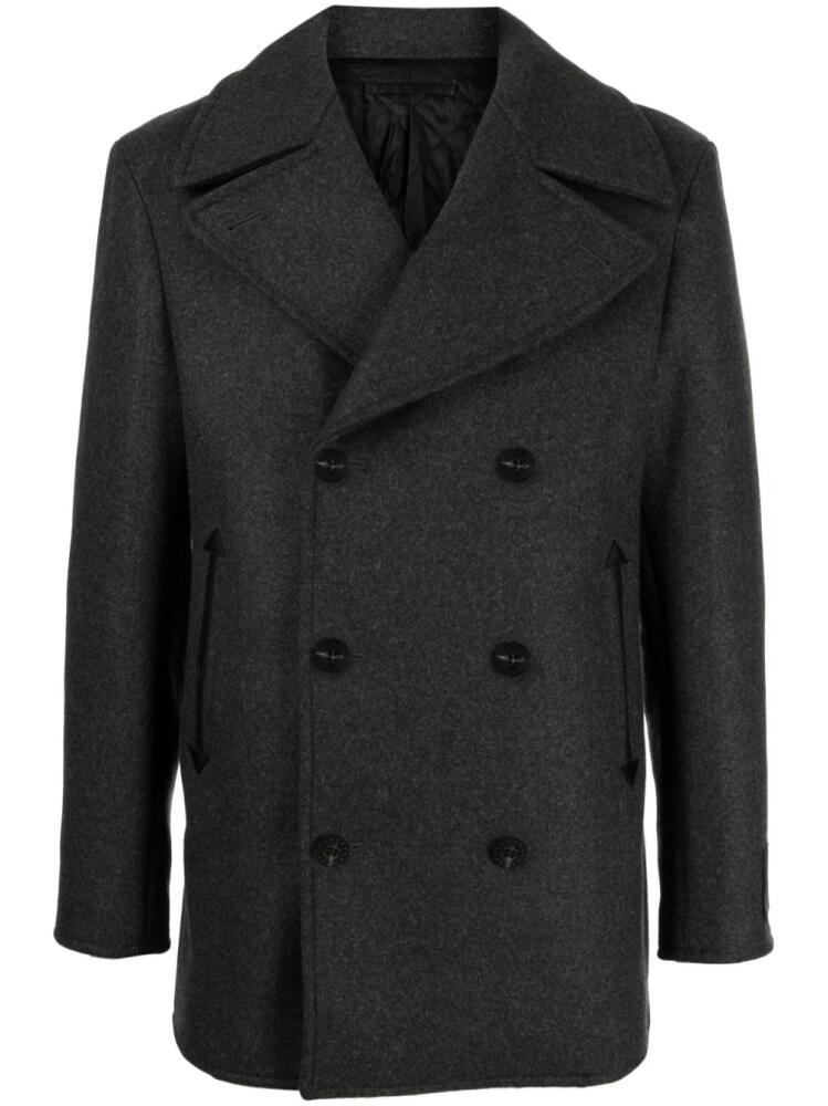 Man On The Boon. mélange brushed melton peacoat - Black Cover