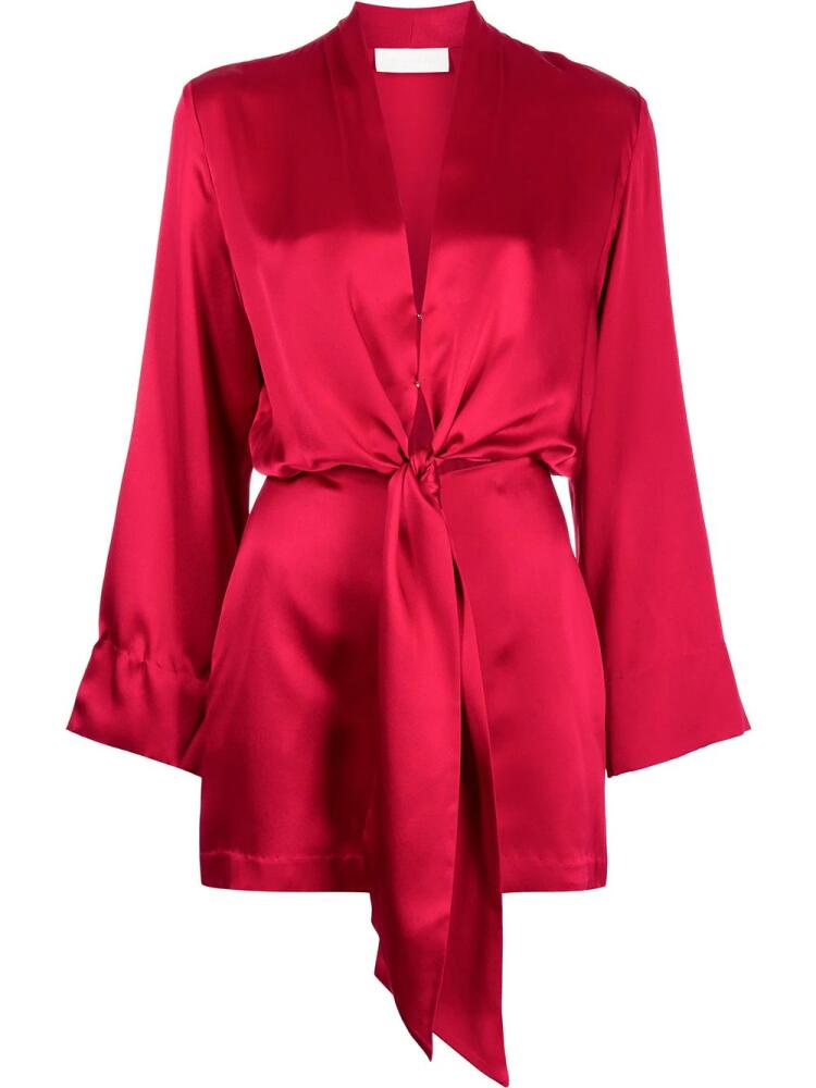 Michelle Mason tie-front silk satin minidress - Red Cover