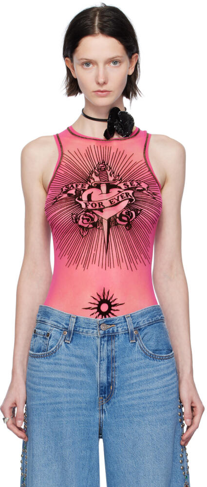 Jean Paul Gaultier Pink 'Safe Sex' Bodysuit Cover