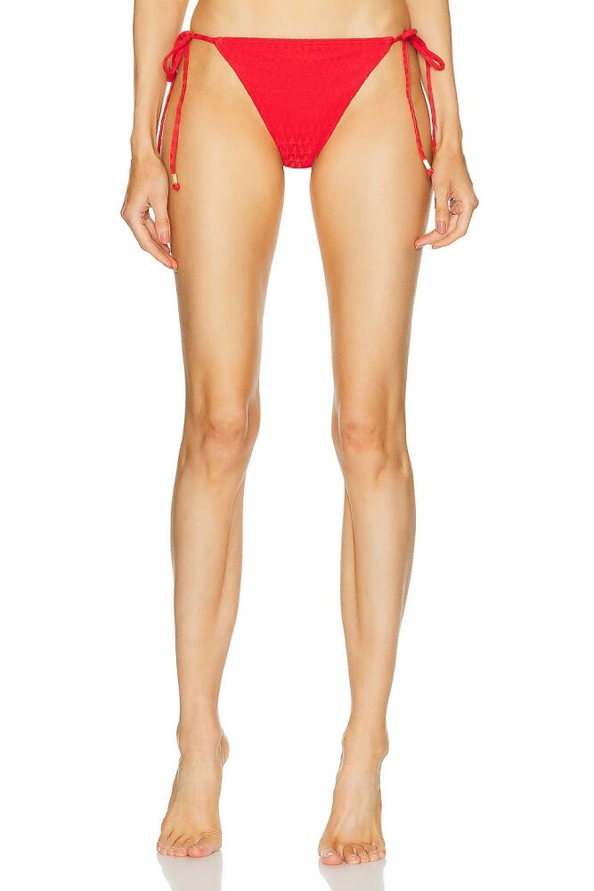 Wolford Logo Swim Side Tied Bikini Bottom in Red Cover