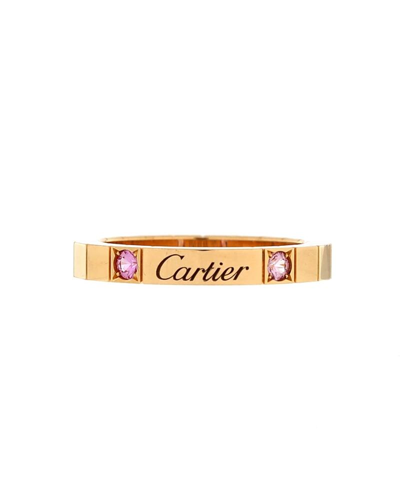 Pre-Owned Cartier Lanieres 2 Sapphire Ring 18K Rose Gold with Pink Sapphires Cover