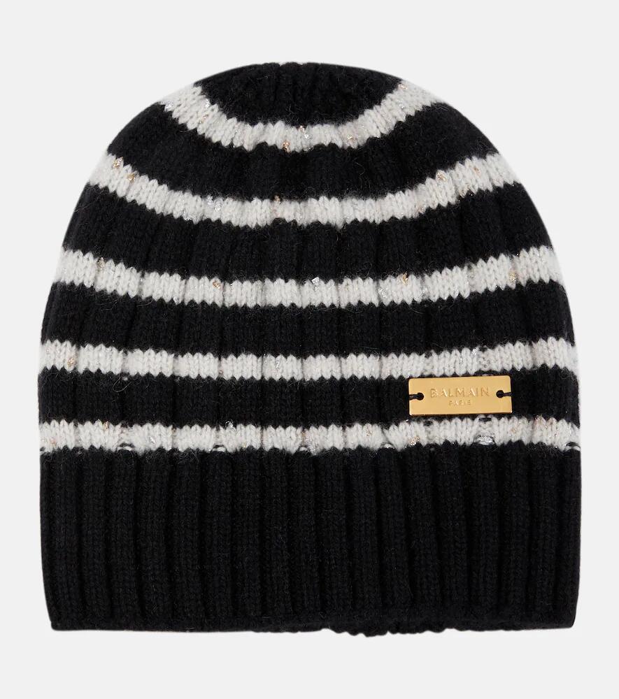 Balmain Striped cashmere beanie hat Cover