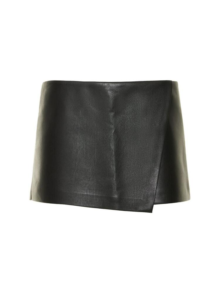 THE ANDAMANE Liza Low Rise Faux Leather Mini Skirt Cover