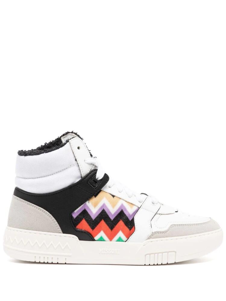 Missoni zigzag panelled high-top sneakers - White Cover