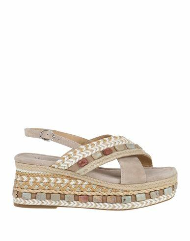 Alma En Pena. Woman Espadrilles Light grey Leather, Textile fibers Cover