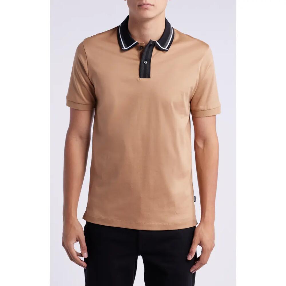 BOSS Phillipson Cotton Polo in Medium Beige Cover