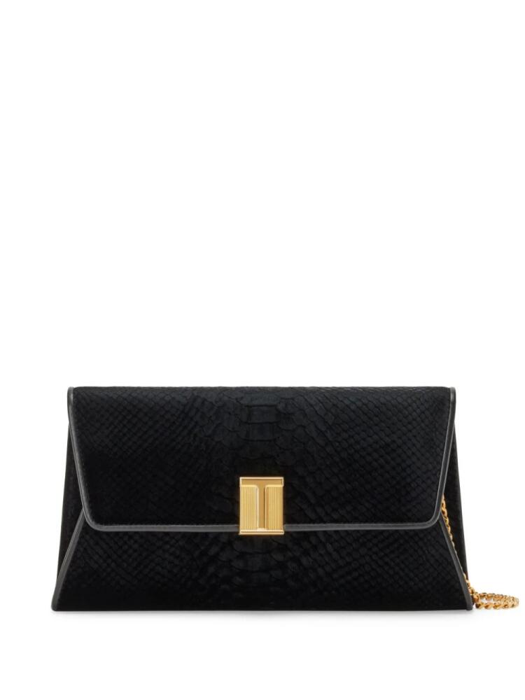 TOM FORD Nobile croc-effect leather clutch - Black Cover