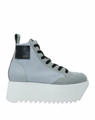 N°21 Woman Sneakers Grey Calfskin, Textile fibers Cover