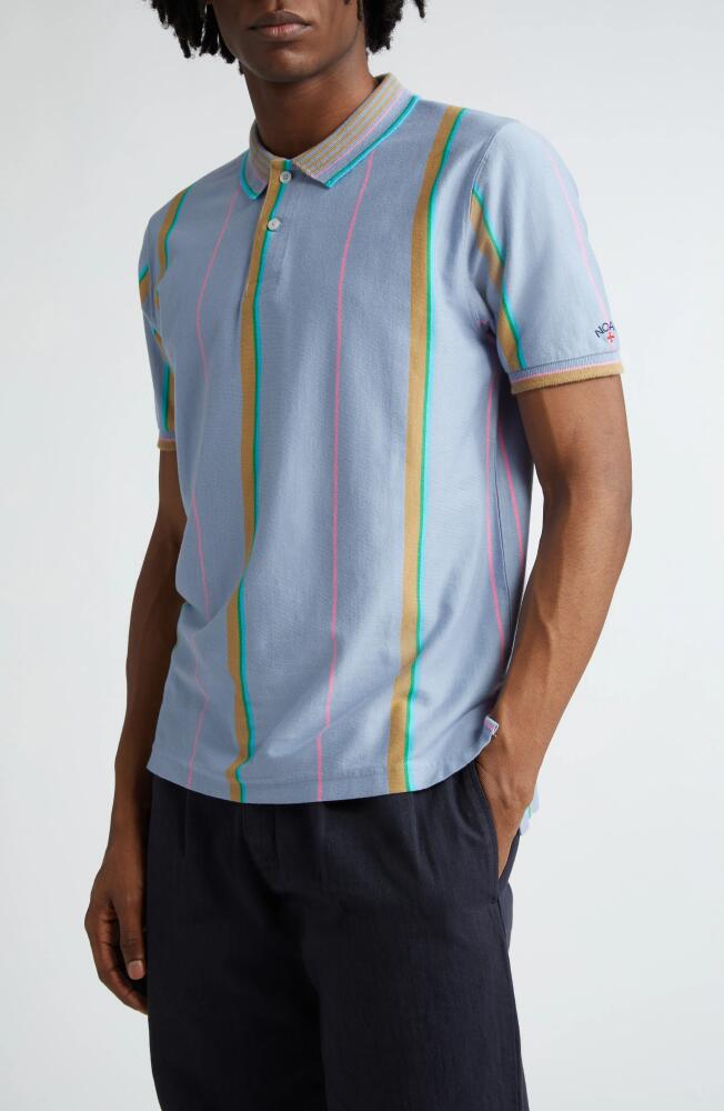 Noah Season One Stripe Cotton Polo in Blue /Tan/Green/Pink Stripe Cover