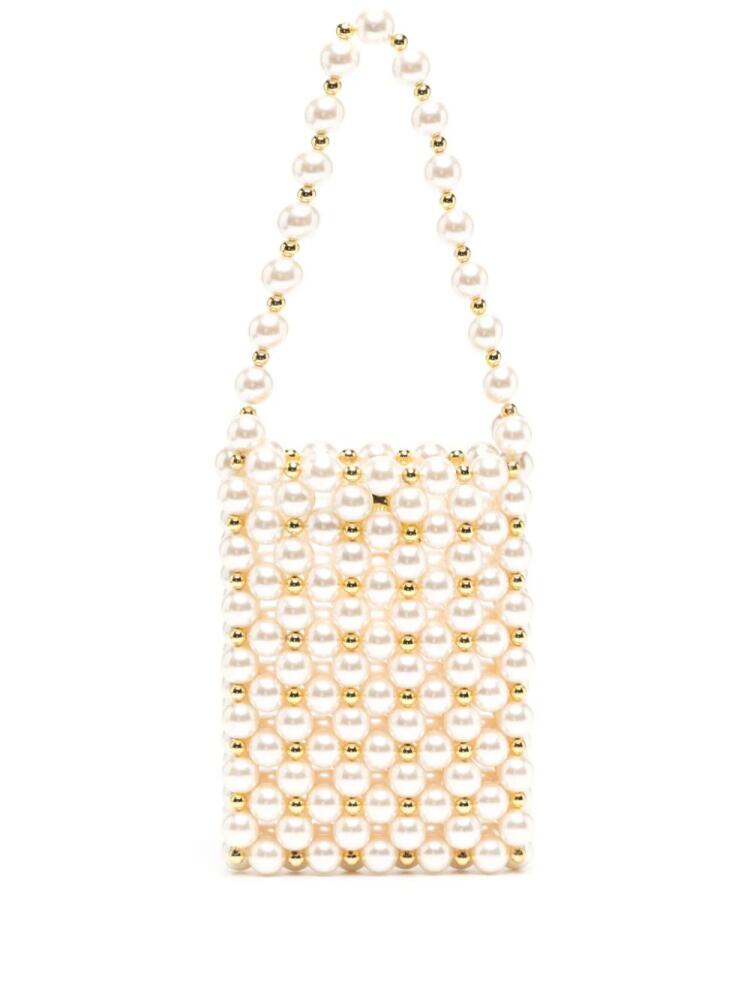 Vanina Sicilia faux-pearl tote bag - White Cover