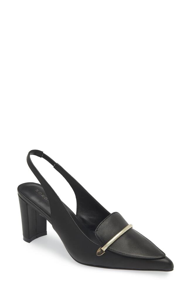 KOKO + PALENKI Parisa Slingback Pointed Toe Bit Loafer Pump in Black Leather Cover