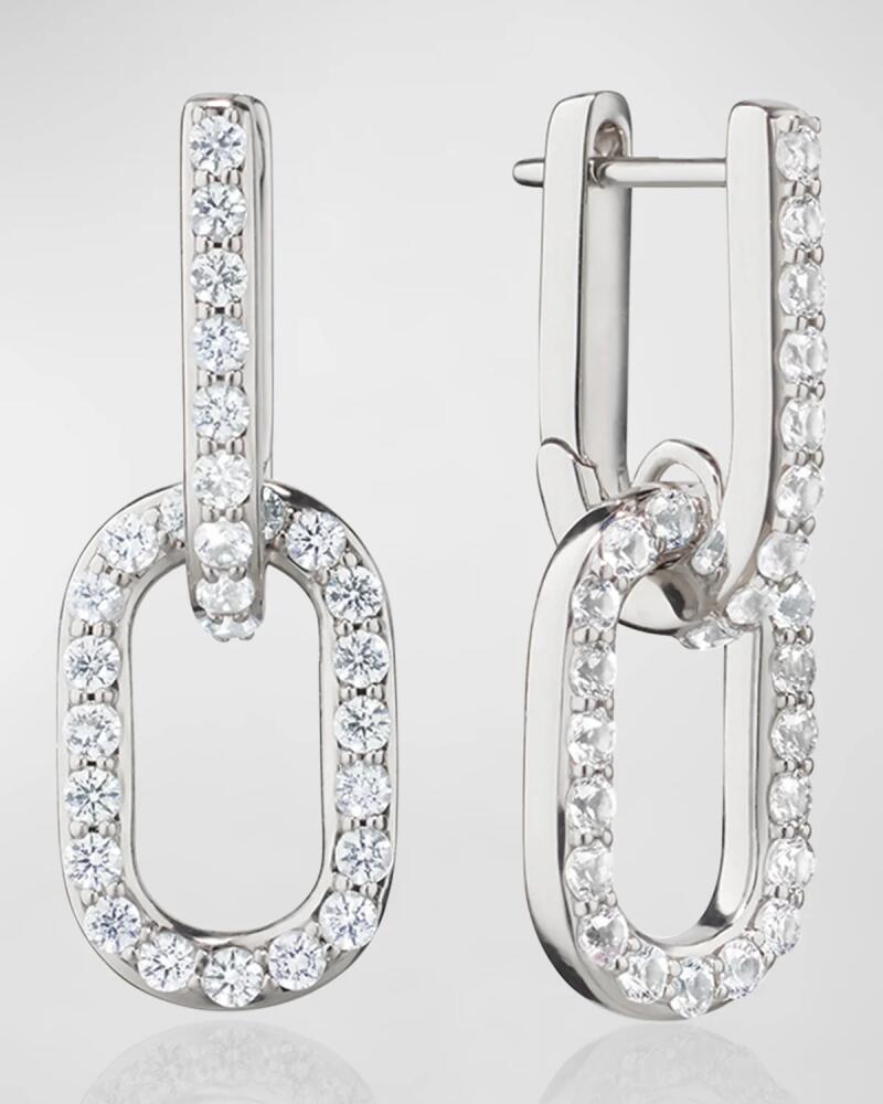 Monica Rich Kosann Sterling Silver Drop Hoop Earrings with Pavé White Sapphires Cover