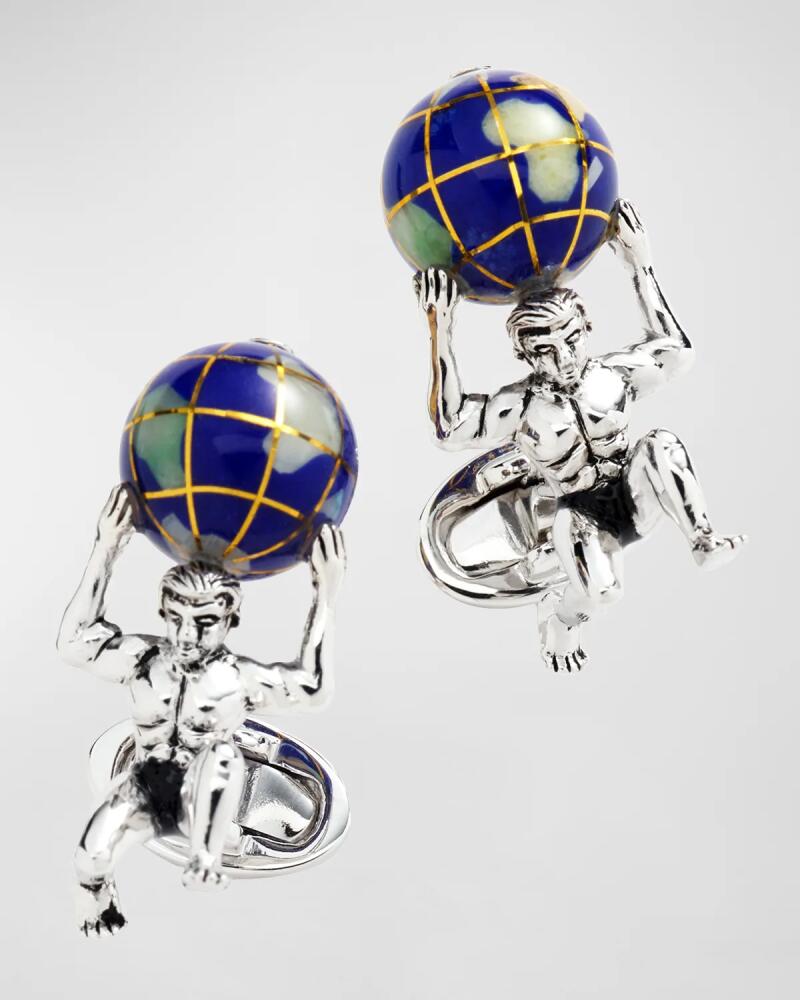 Jan Leslie Men's Atlas Carrying The World Sterling Silver & Lapis Cufflinks Cover