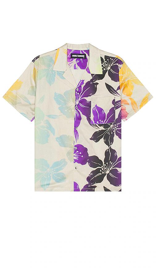 DOUBLE RAINBOUU Short Sleeve Hawaiian Shirt in Ivory Cover