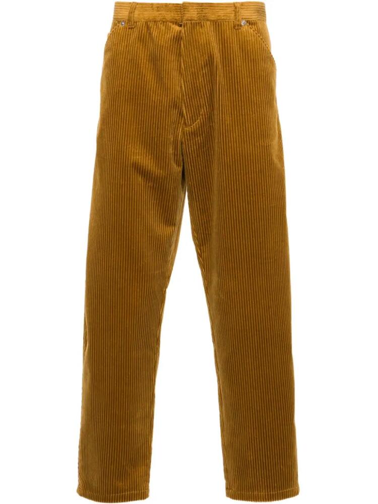 Prada enamel triangle-logo corduroy trousers - Yellow Cover