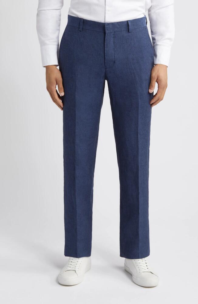 Nordstrom Trim Fit Linen Trousers in Navy Blazer Cover