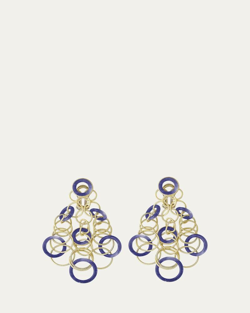 Buccellati Hawaii Color 18K Yellow Gold Lapis Lazuli Earrings, 7cm Cover