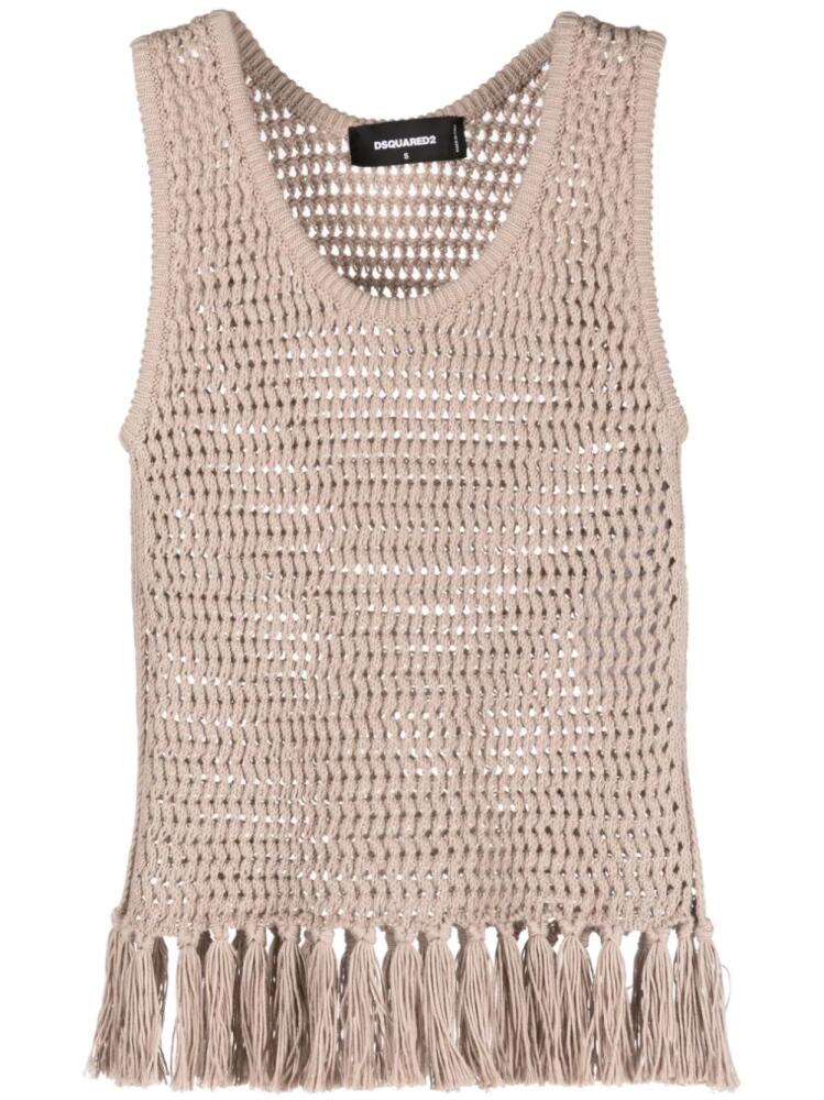 DSQUARED2 crochet-knit tank top - Brown Cover