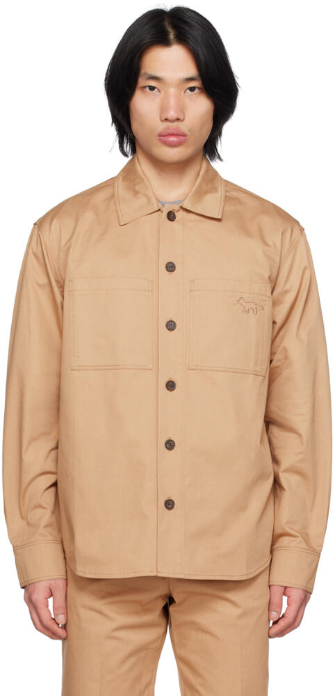 Maison Kitsuné Tan Embroidered Shirt Cover