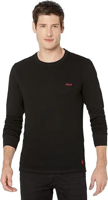 Polo Ralph Lauren Waffle Long Sleeve Crew (Polo Black RL 2000 Red Logo/PP) Men's Clothing Cover