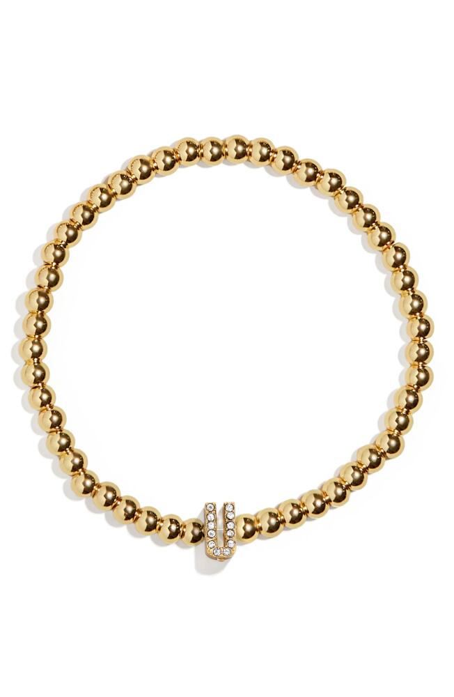 BaubleBar Pisa Pavé Initial Bracelet in Gold U Cover