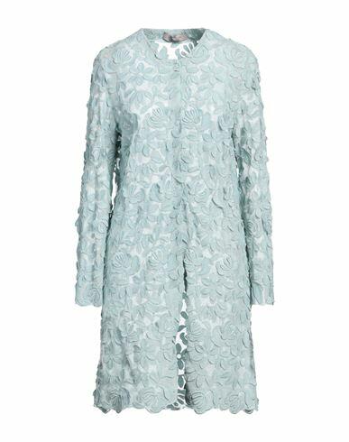 D. exterior Woman Overcoat & Trench Coat Sky blue Polyester, Cotton, Silk Cover