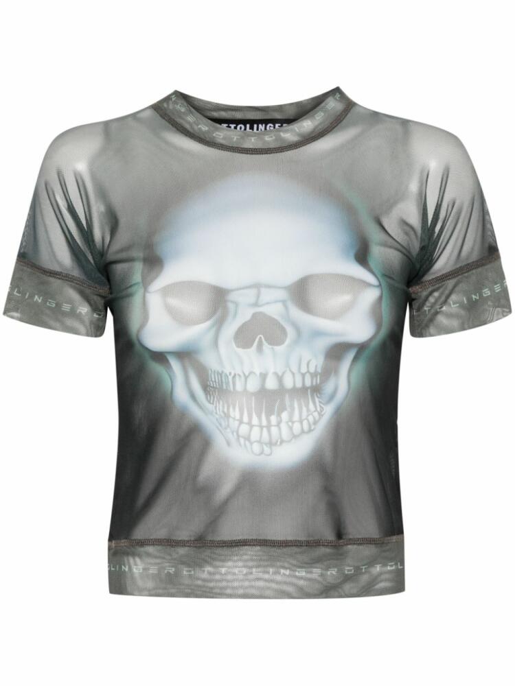 Ottolinger skull-print mesh T-shirt - Blue Cover