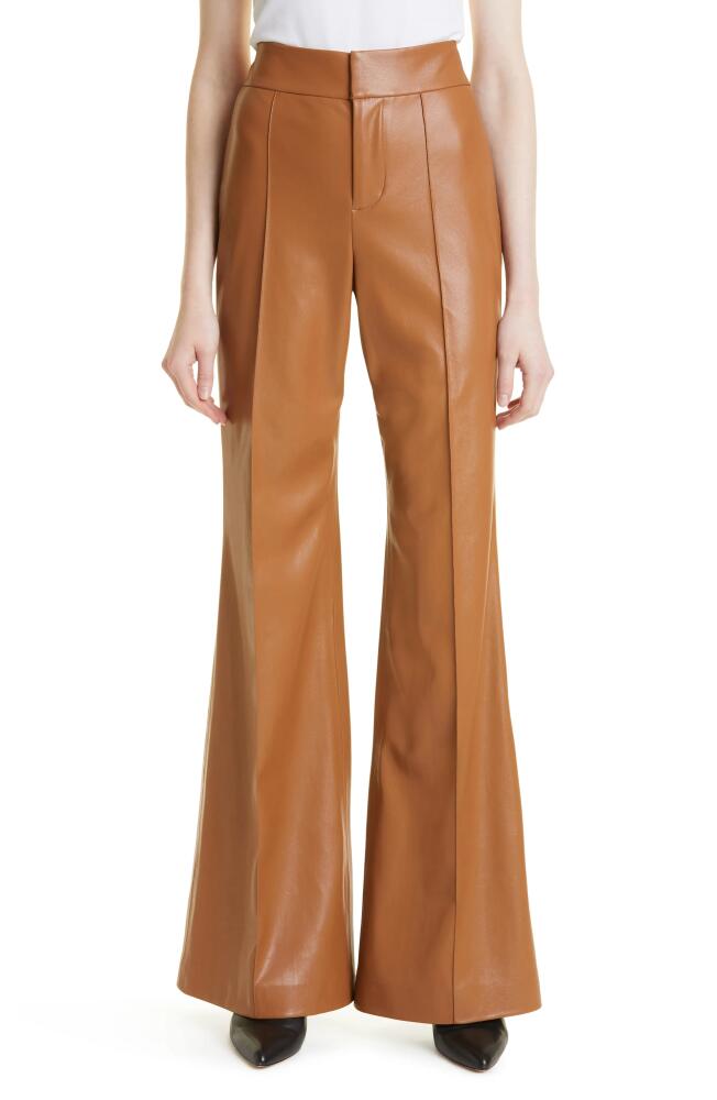 Alice + Olivia Dylan High Waist Faux Leather Wide Leg Pants in Camel Cover