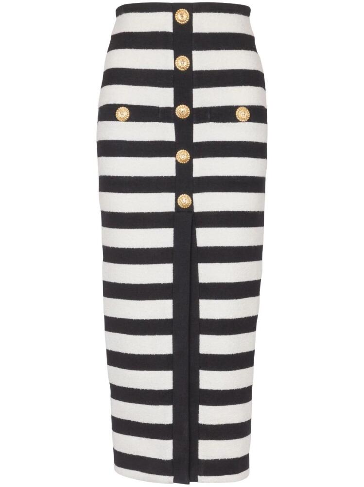 Balmain striped knitted midi skirt - Black Cover