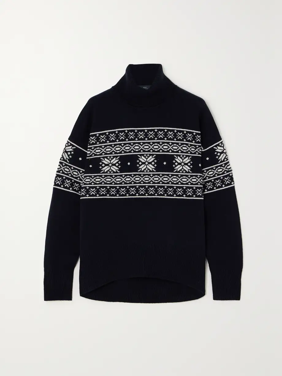 Arch4 - + Net Sustain Pembrokeshire Fair Isle Cashmere Turtleneck Sweater - Blue Cover