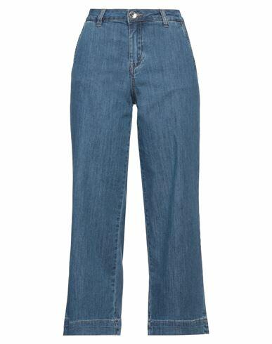 Take-two Woman Jeans Blue Cotton, Polyester, Elastane Cover