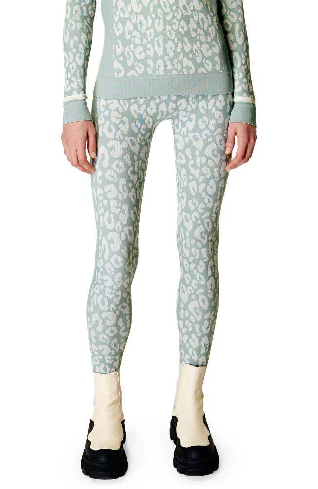 Sweaty Betty Leopard Print Jacquard Base Layer Leggings in Blue Leopard Paint Jacquard Cover