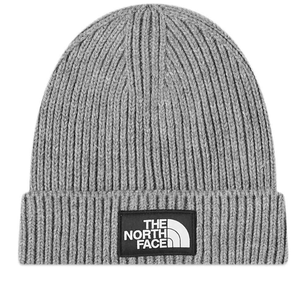 The North Face Logo Box Cuffed Beanie in Medium Grey Heather Cover