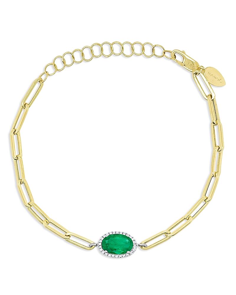 Meira T 14K Yellow Gold & 14K White Gold Oval Emerald & Diamond Halo Chain Bracelet Cover