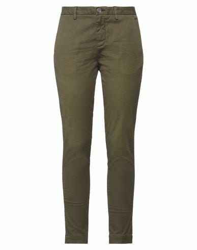 Aglini Woman Pants Military green Cotton, Elastane Cover