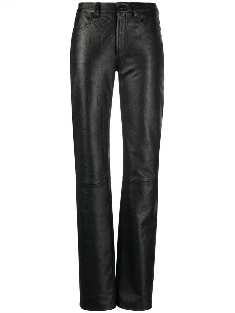 Marine Serre all-over embossed-logo leather trousers - Black Cover