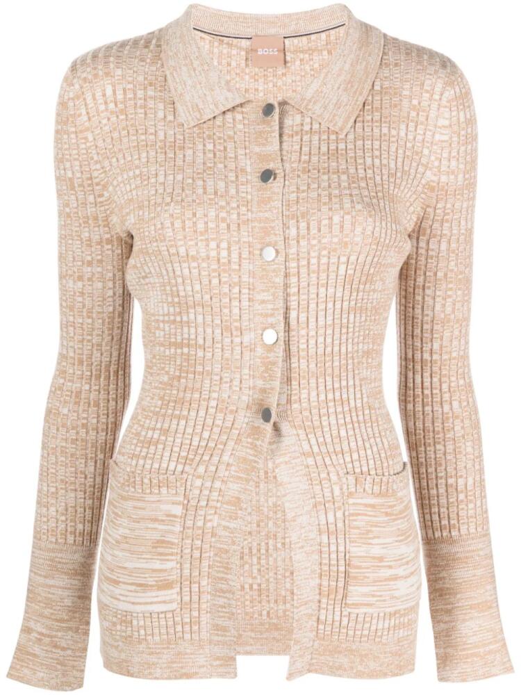 BOSS mélange-effect button-up cardigan - Neutrals Cover