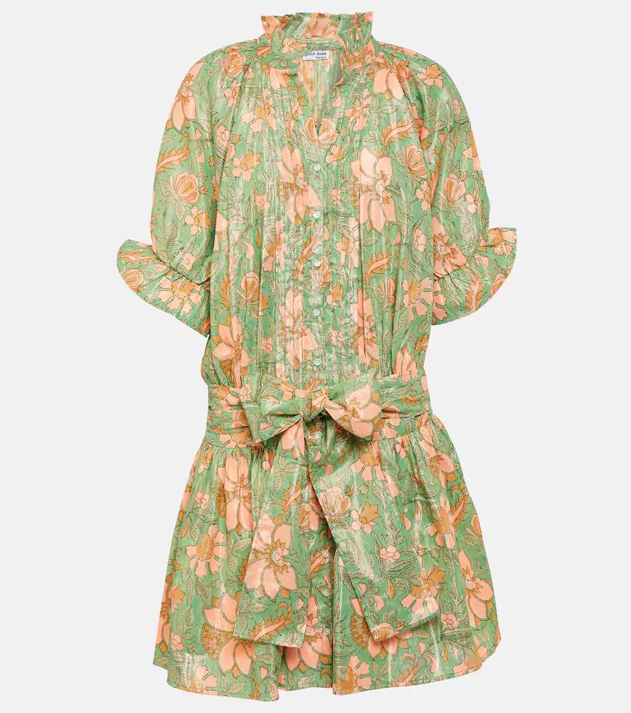 Juliet Dunn Floral cotton-blend lamé minidress Cover