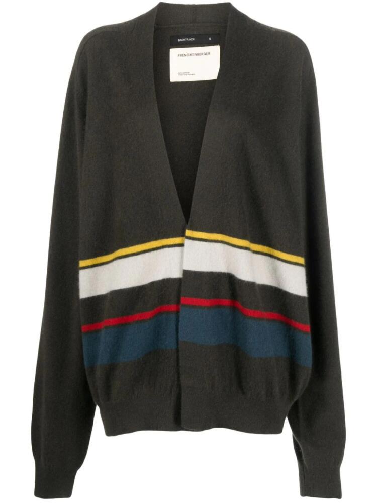 Frenckenberger stripe-pattern cashmere cardigan - Green Cover