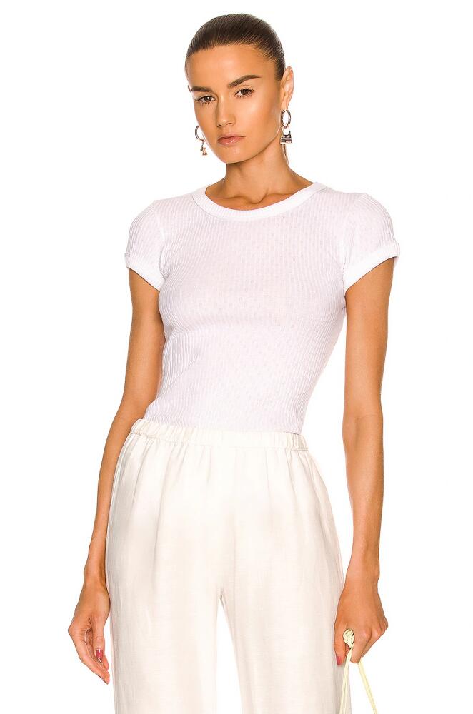 Enza Costa Soft Cotton Cap Sleeve Crew Top in White Cover