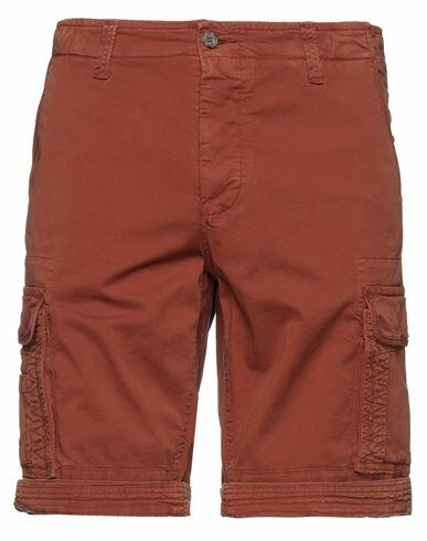 Rar Man Shorts & Bermuda Shorts Rust Cotton, Elastane Cover