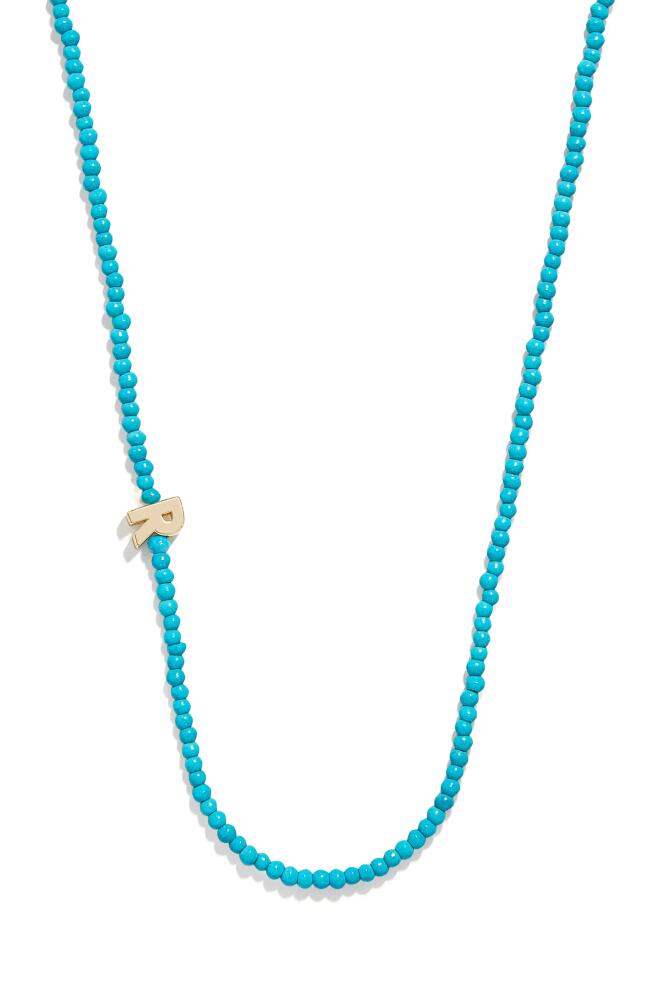 BaubleBar Turquoise Bead Initial Charm Necklace in Gold R Cover