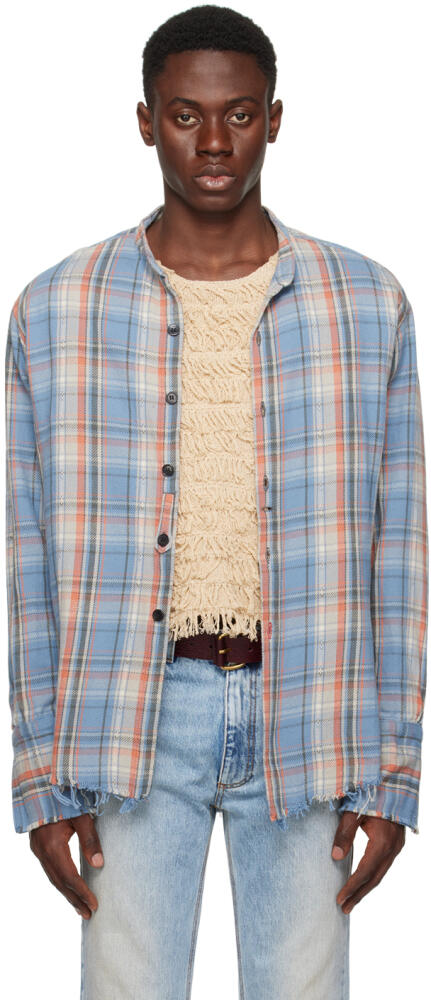 Greg Lauren Blue Check Shirt Cover