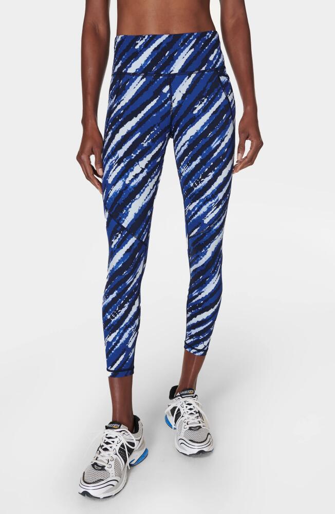 Sweaty Betty Power Pocket Workout Leggings in Blue Shibori Stripe Print Cover