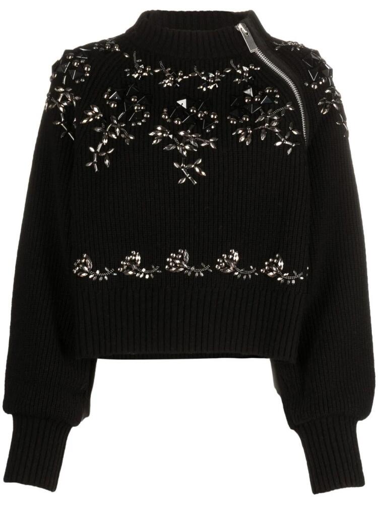 sacai zip-detail intarsia-knit jumper - Black Cover