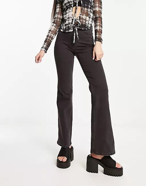 Weekday Glow high waist flared stretch jeans in black lux Cover