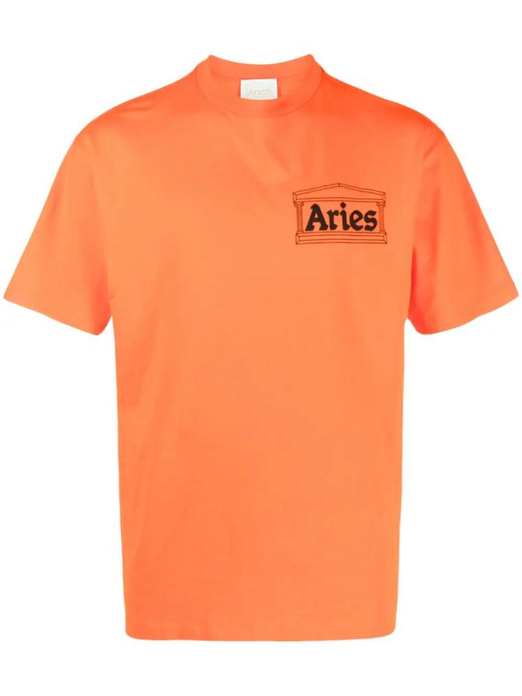 Aries logo-print cotton T-shirt - Orange Cover