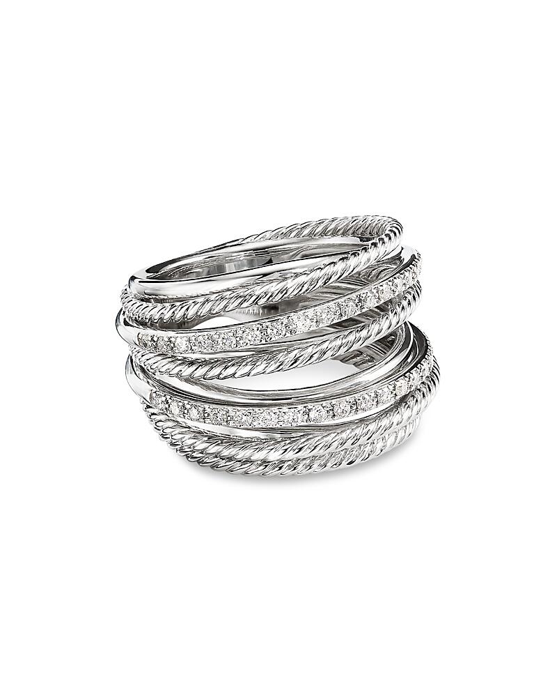 David Yurman Sterling Silver Crossover Wide Ring with Diamonds, 9.5 Cover